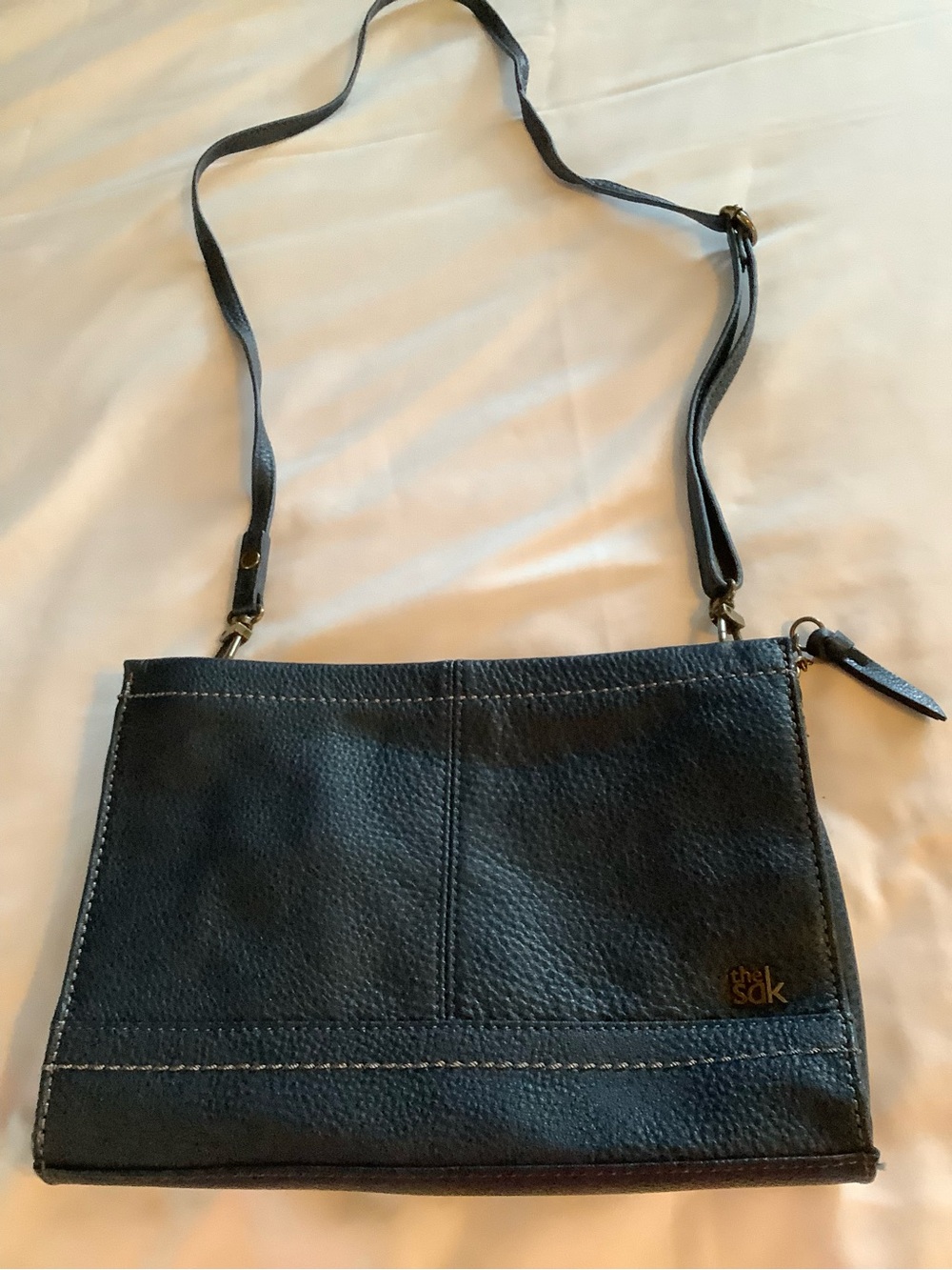 The Sak Blue Pebbled Leather Shoulder Crossbody